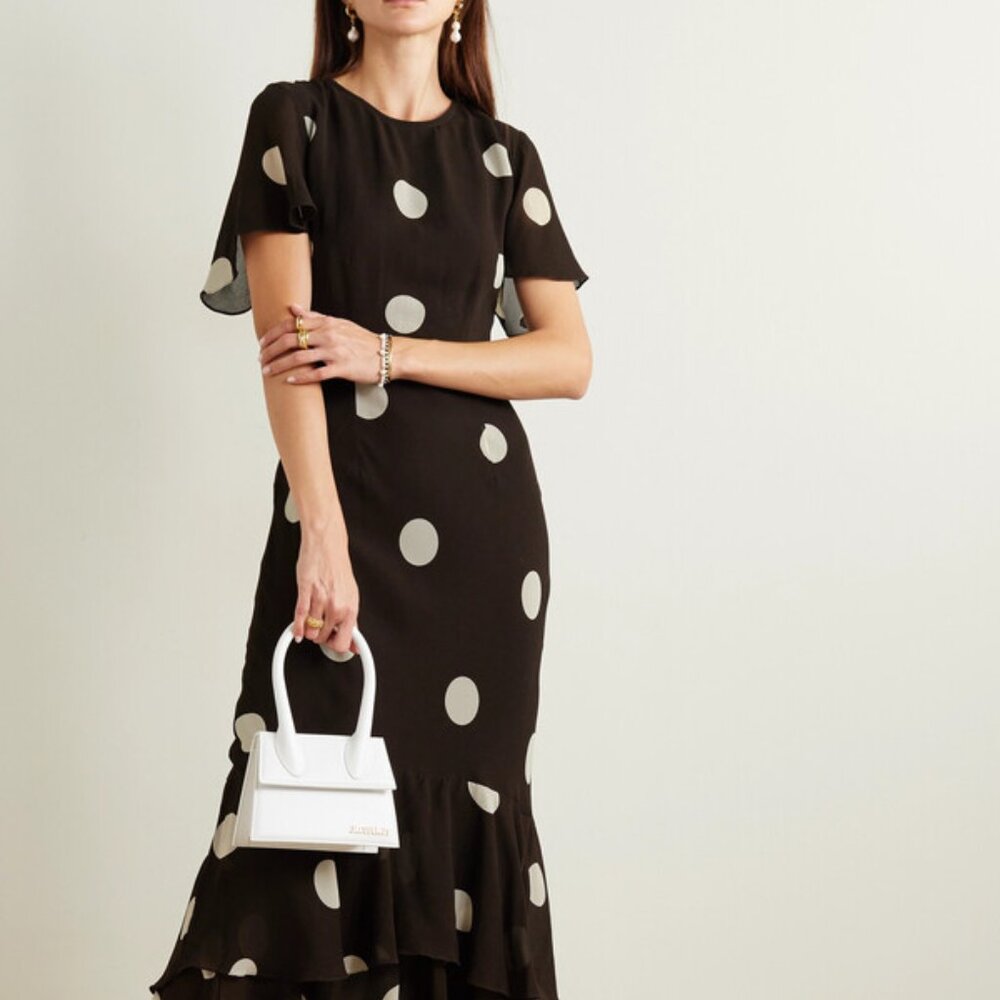 FAITHFULL + NET SUSTAIN Esperanza ruffled polka-dot georgette maxi dress